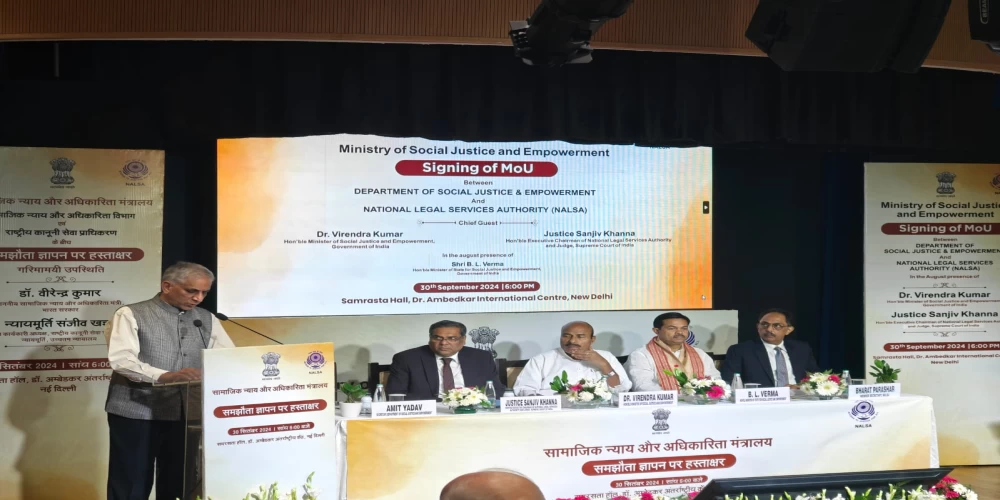 MoU signed between Department of Social Justice & Empowerment and National Legal Services Authority (NALSA) for awareness generation on social welfare schemes MoU signed between Department of Social Justice & Empowerment and National Legal Services Authority (NALSA) for awareness generation on social welfare schemes
