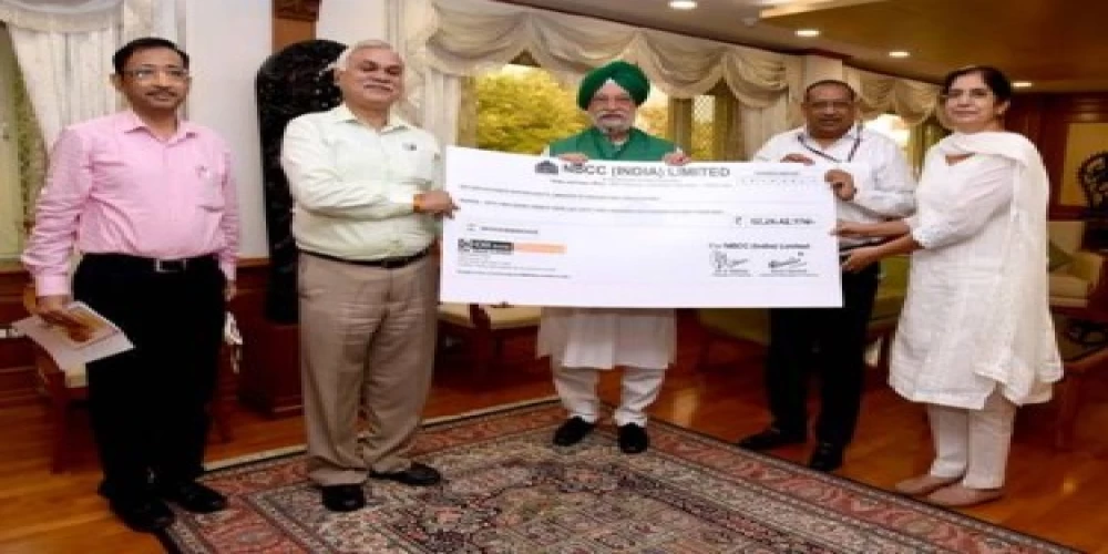 NBCC and HSCL hand over dividend cheques NBCC and HSCL hand over dividend cheques