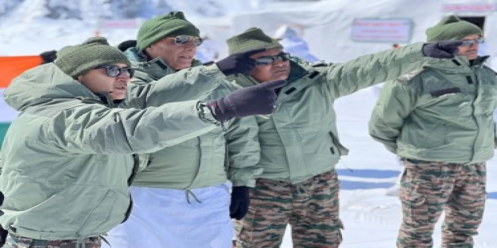 Defence Minister Rajnath Singh lauds soldiers' 'iron-clad will' at Siachen Glacier Defence Minister Rajnath Singh lauds soldiers' 'iron-clad will' at Siachen Glacier