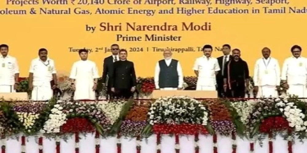 PM Modi inaugurates projects, lays foundation for new initiatives in Tamil Nadu worth Rs 20,000 crore PM Modi inaugurates projects, lays foundation for new initiatives in Tamil Nadu worth Rs 20,000 crore