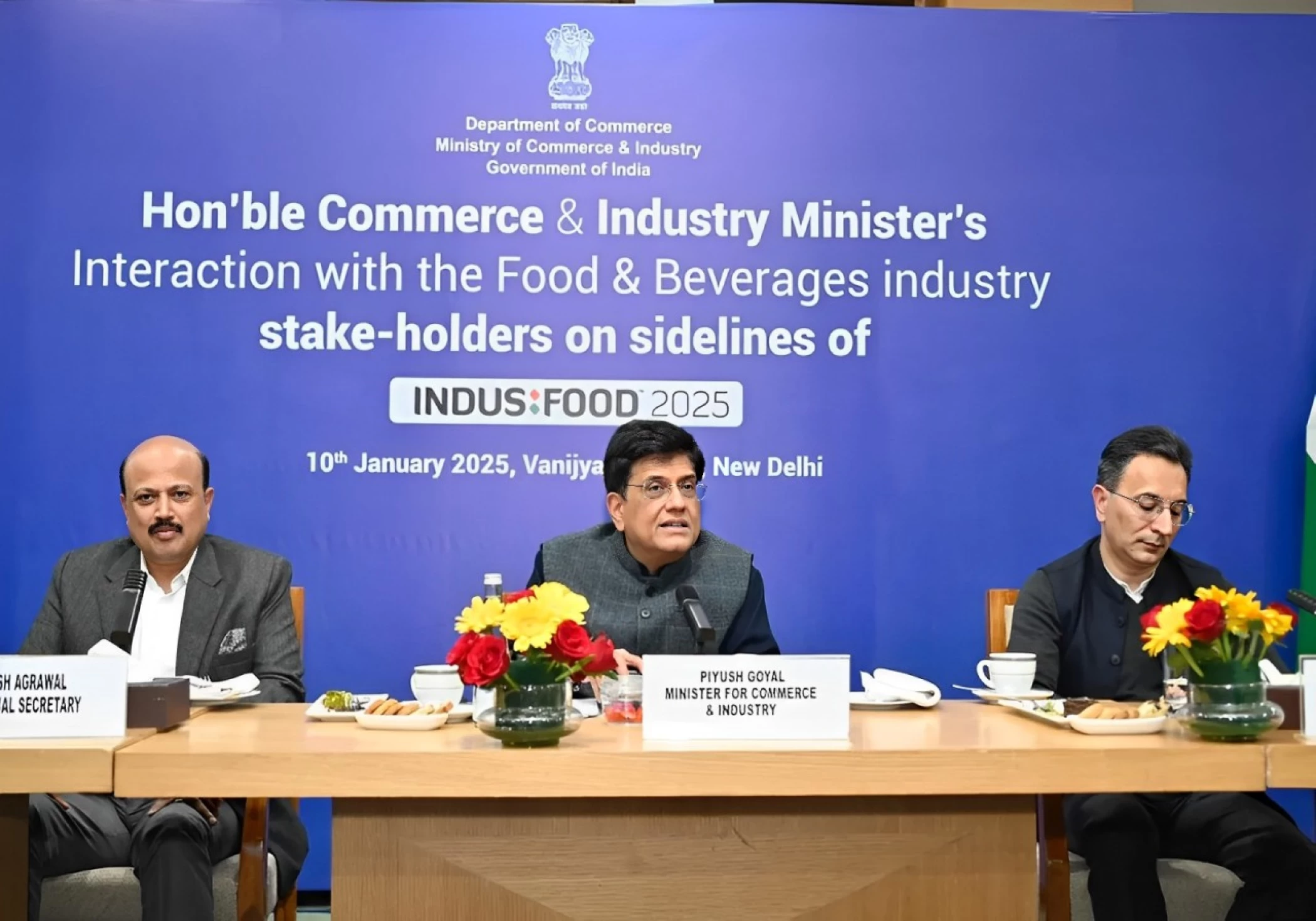 Union Minister of Commerce and Industry Piyush Goyal sets $100 billion target for combined product exports in food and beverage, agriculture, and marine industries over the next five years