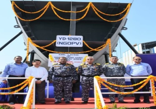 Keel laying ceremony of the first Next Generation Offshore Patrol Vessel (ex-GSL) held at M/s Goa Shipyard Ltd