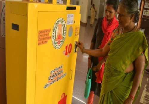 Manjappai to lead 'NO-PLASTIC' revolution in Trichy. DC Office installs a dispenser